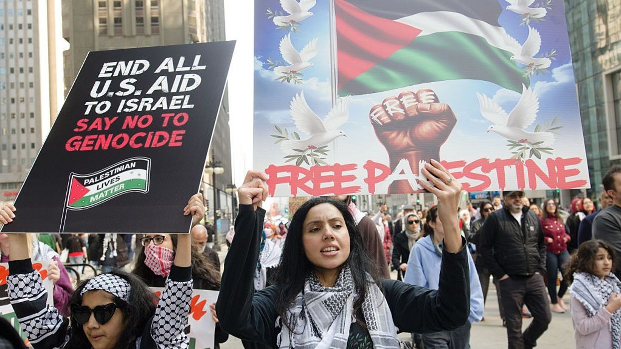 Protestors march in downtown Chicago