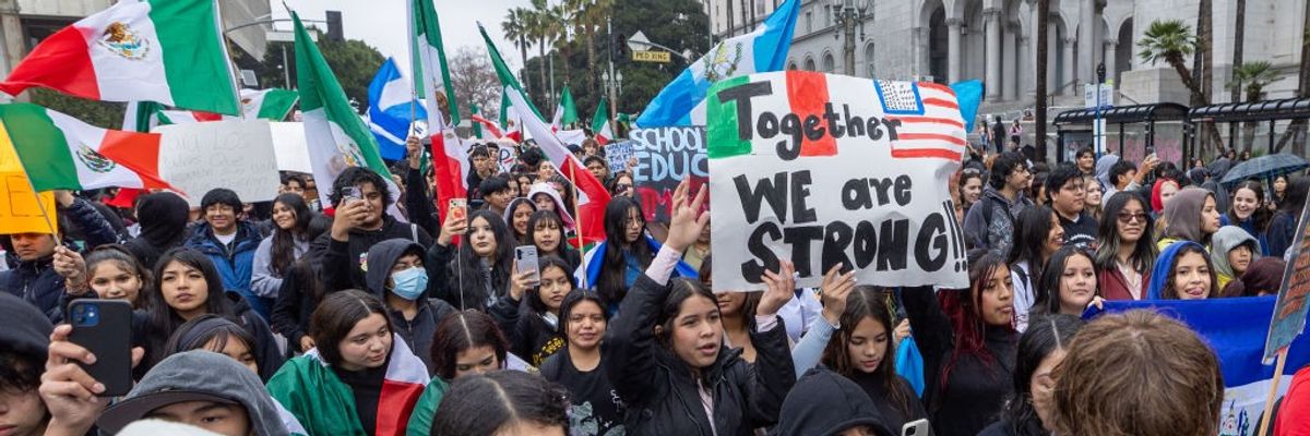 Protestors outside Los Angeles City Hall