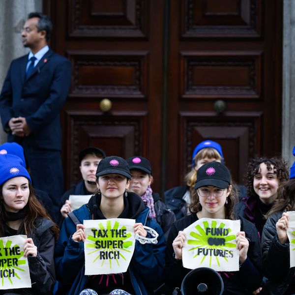 Protestors stage a demonstration, calling for US Chancellor Rachel Reeves