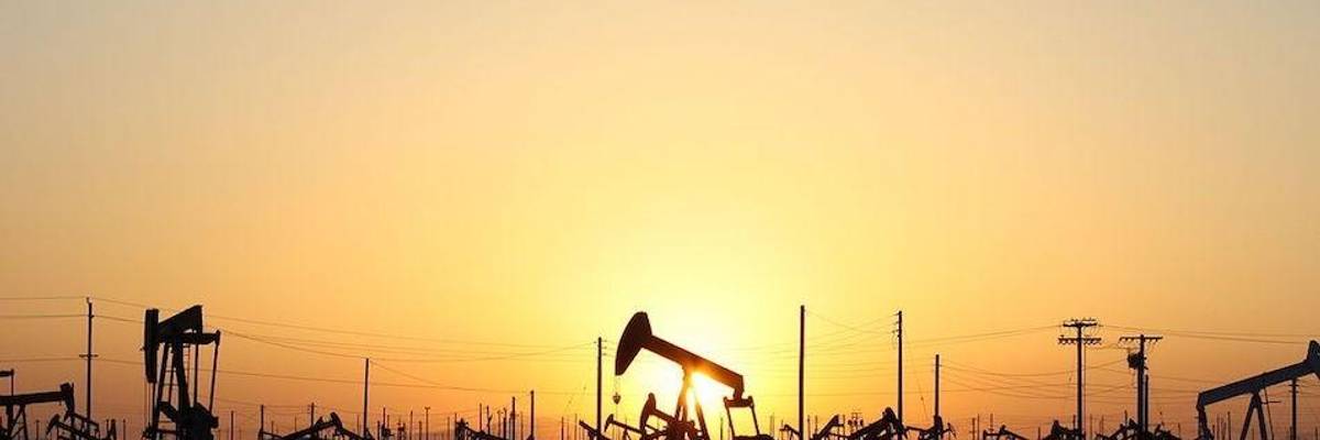 Pumpjacks on Lost Hills Oil Field in California.
