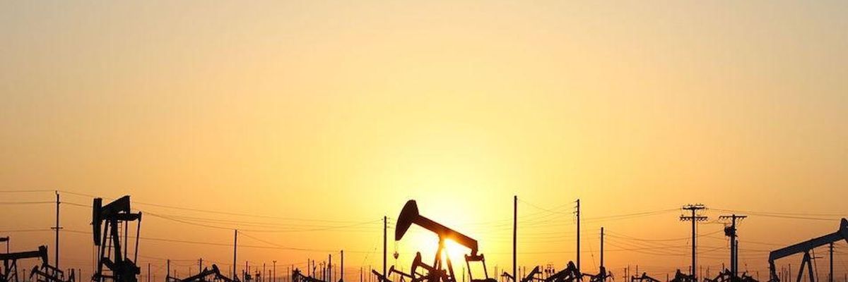 Pumpjacks on Lost Hills Oil Field in California