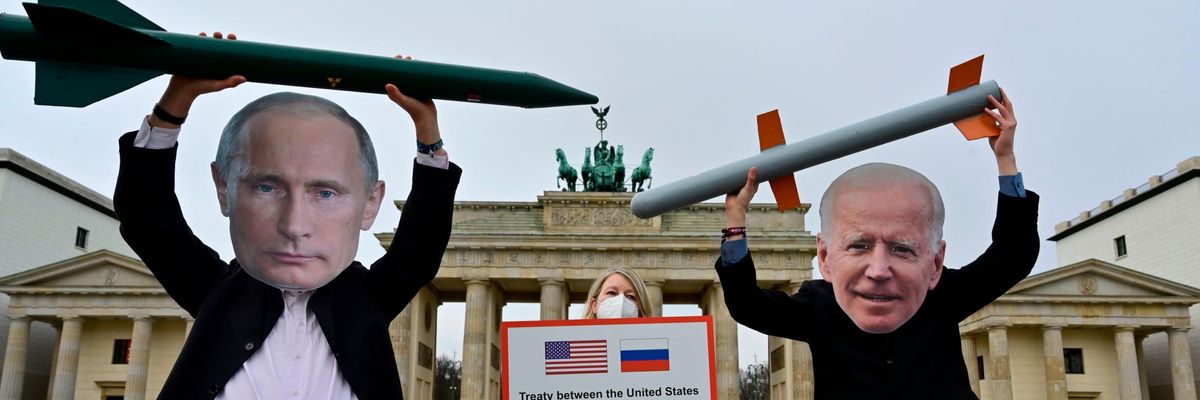 Putin and Biden anti-nuke protest