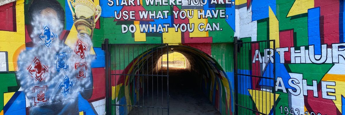 Racist graffiti was found on the Arthur Ashe mural in Richmond, Virginia