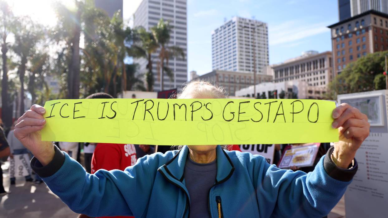 Rally, protest, ICE, protest against ICE, protest against incursion into Venezuela, Pershing Square protest, DTLA