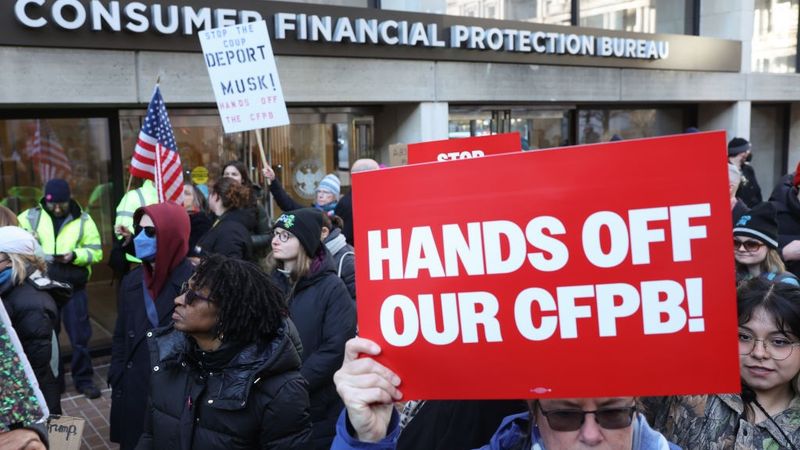 Rally To Stop Elon Musk's Closing Of The CFPB