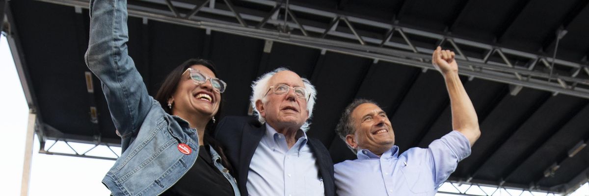 Rashida Tlaib, Bernie Sanders, Andy Levin