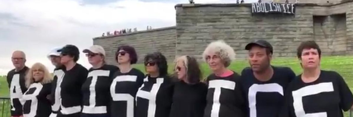 On Fourth of July, Statue of Liberty Protesters Declare: "Abolish ICE"