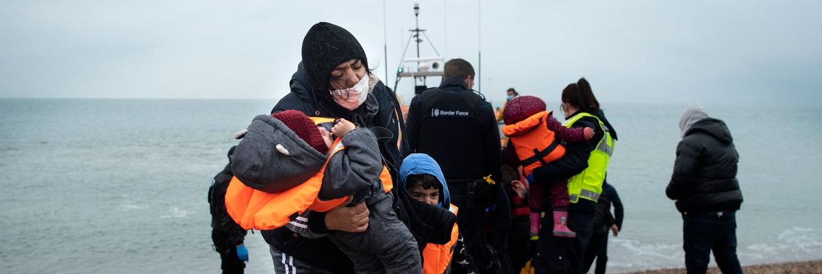 Refugees crossing the English Channel