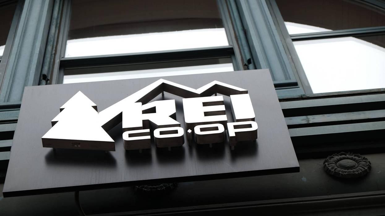 REI logo seen on store.