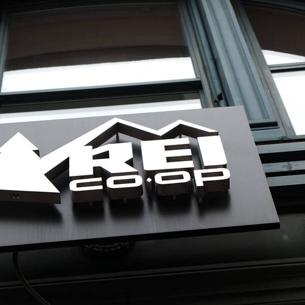 REI logo seen on store.