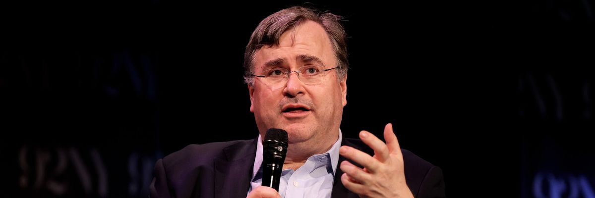 Reid Hoffman attends a conversation with Hillary Rodham Clinton
