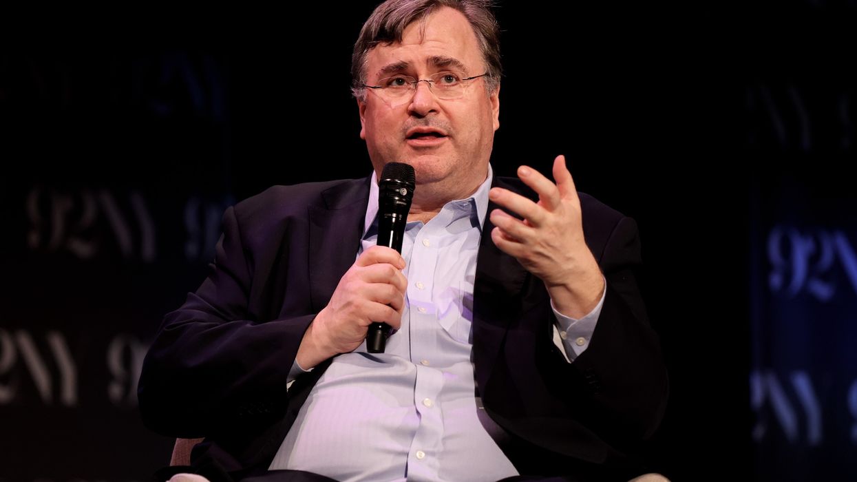 Reid Hoffman attends a conversation with Hillary Rodham Clinton