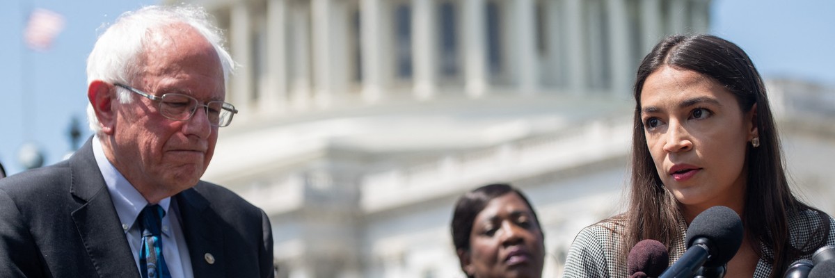 Rep. Alexandria Ocasio-Cortez and Bernie Sanders
