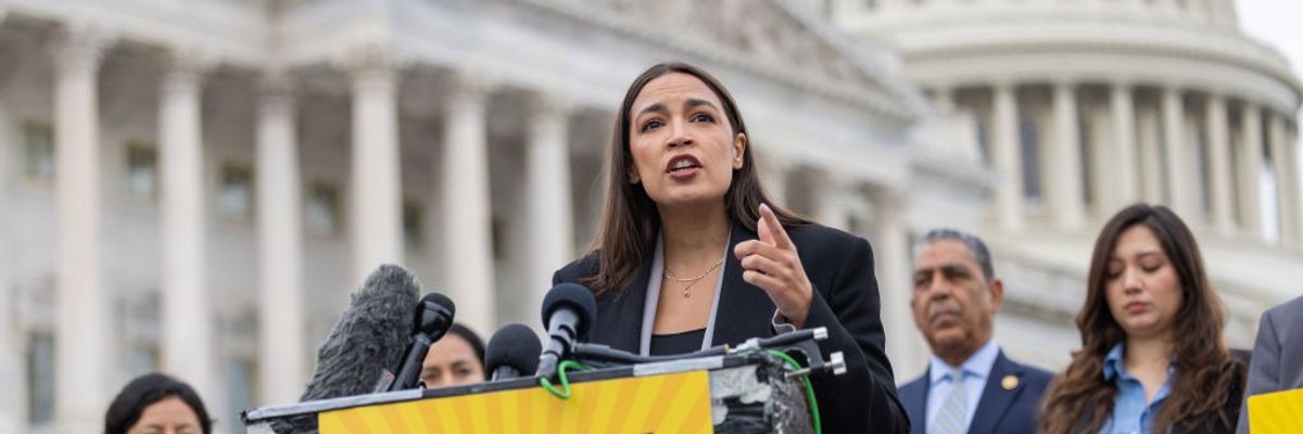 Rep. Alexandria Ocasio-Cortez (D-N.Y.) speaks during a press conference
