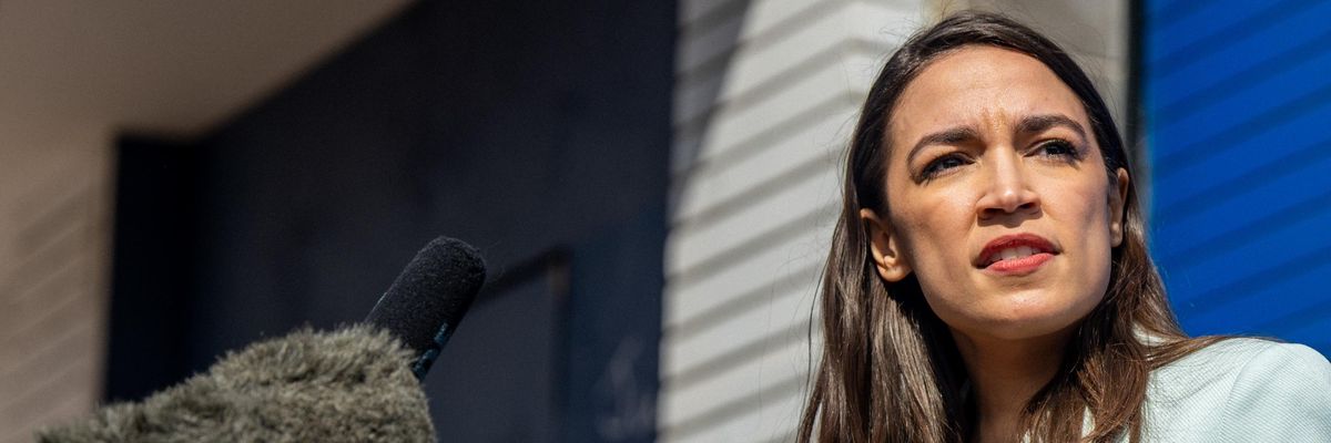 Rep. Alexandria Ocasio-Cortez speaks at a news conference