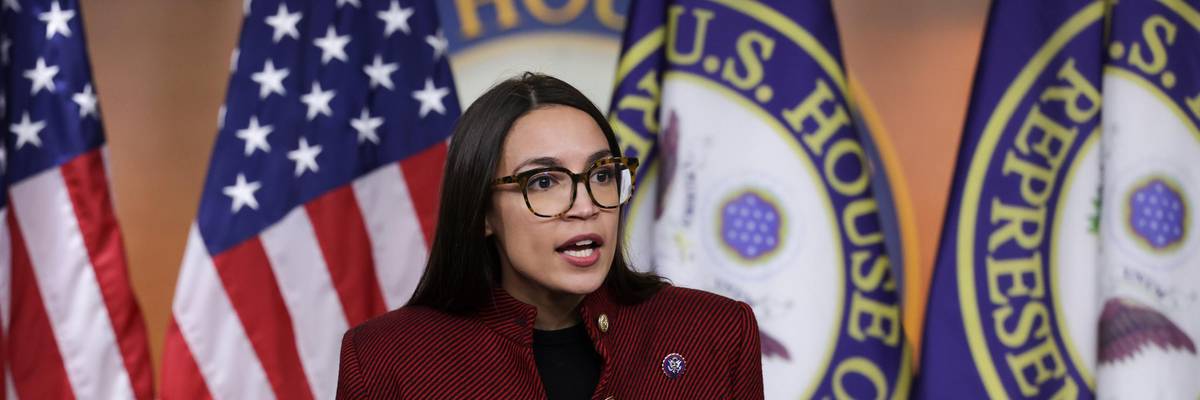 Rep. Alexandria Ocasio-Cortez speaks at a news conference