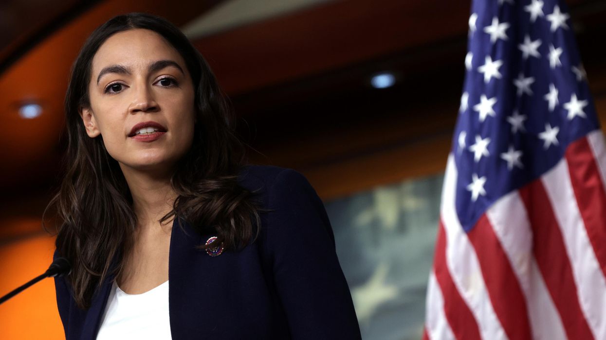 Rep. Alexandria Ocasio-Cortez speaks at a press conference