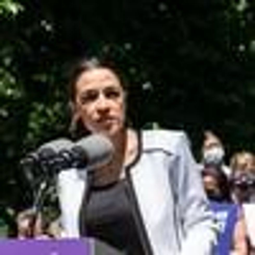 Rep. Alexandria Ocasio-Cortez speaks at a rally
