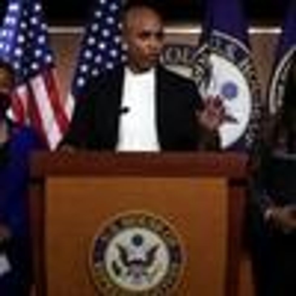Rep. Ayanna Pressley speaks at a press conference