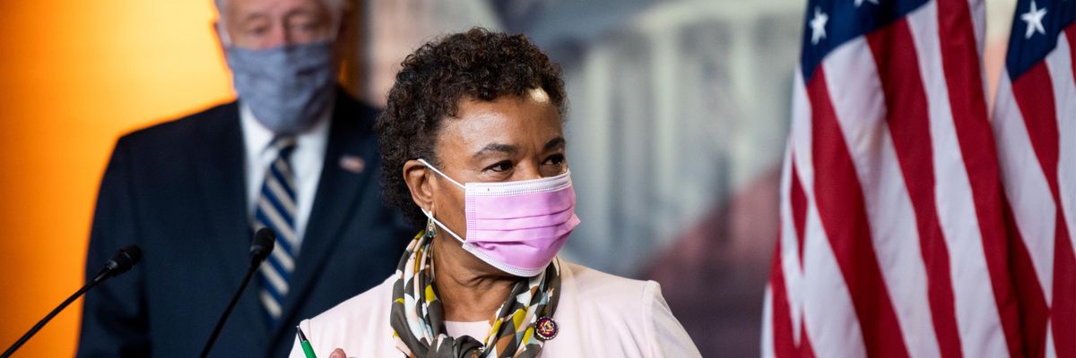 Rep. Barbara Lee speaks at a press conference