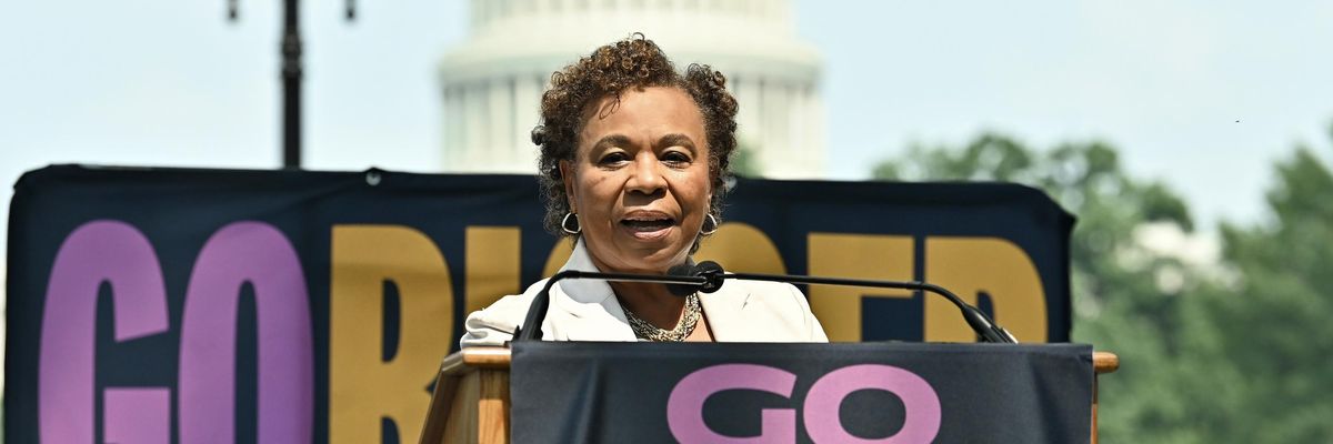Rep. Barbara Lee speaks at a rally