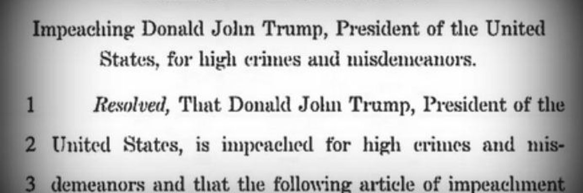 Article of Impeachment Introduced Against President Donald Trump