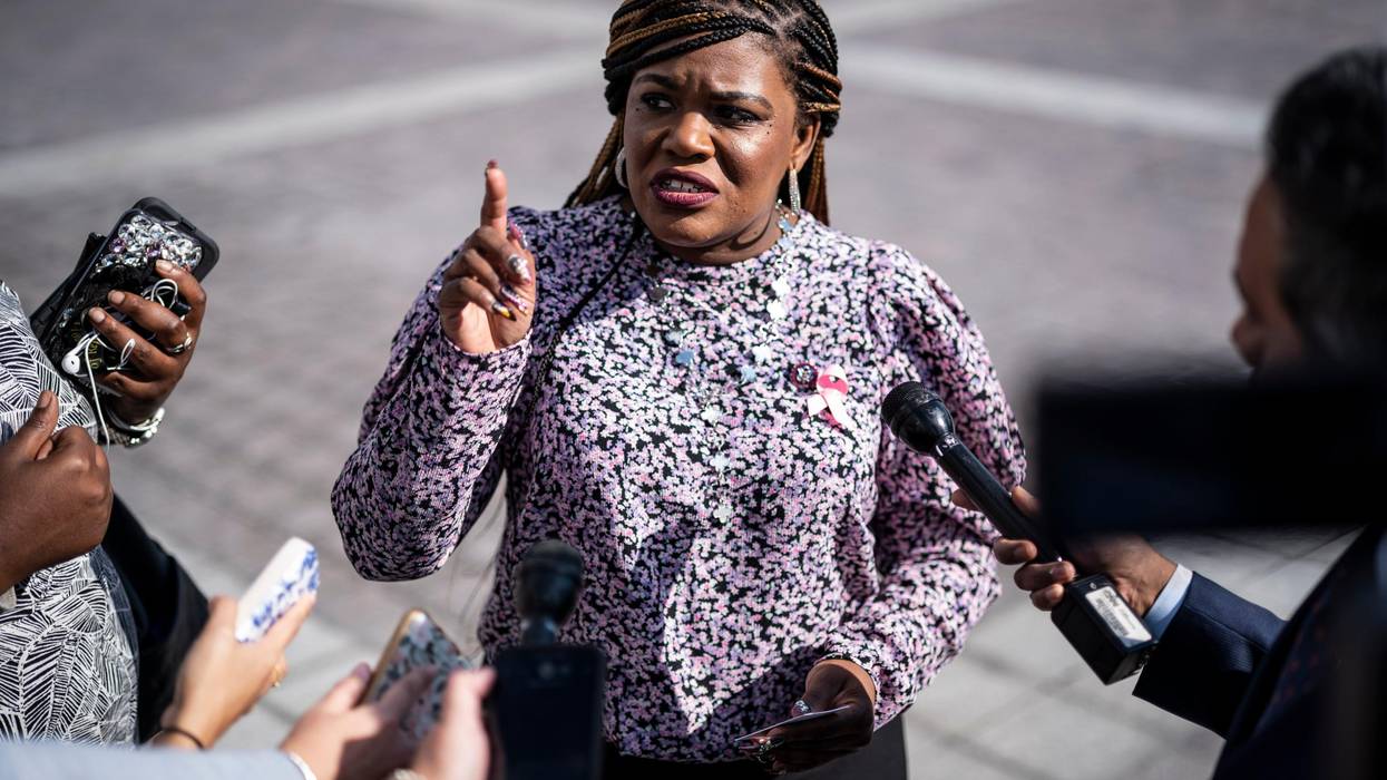 Rep. Cori Bush speaks to reporters