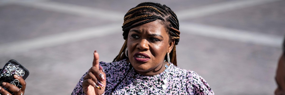 Rep. Cori Bush speaks to reporters