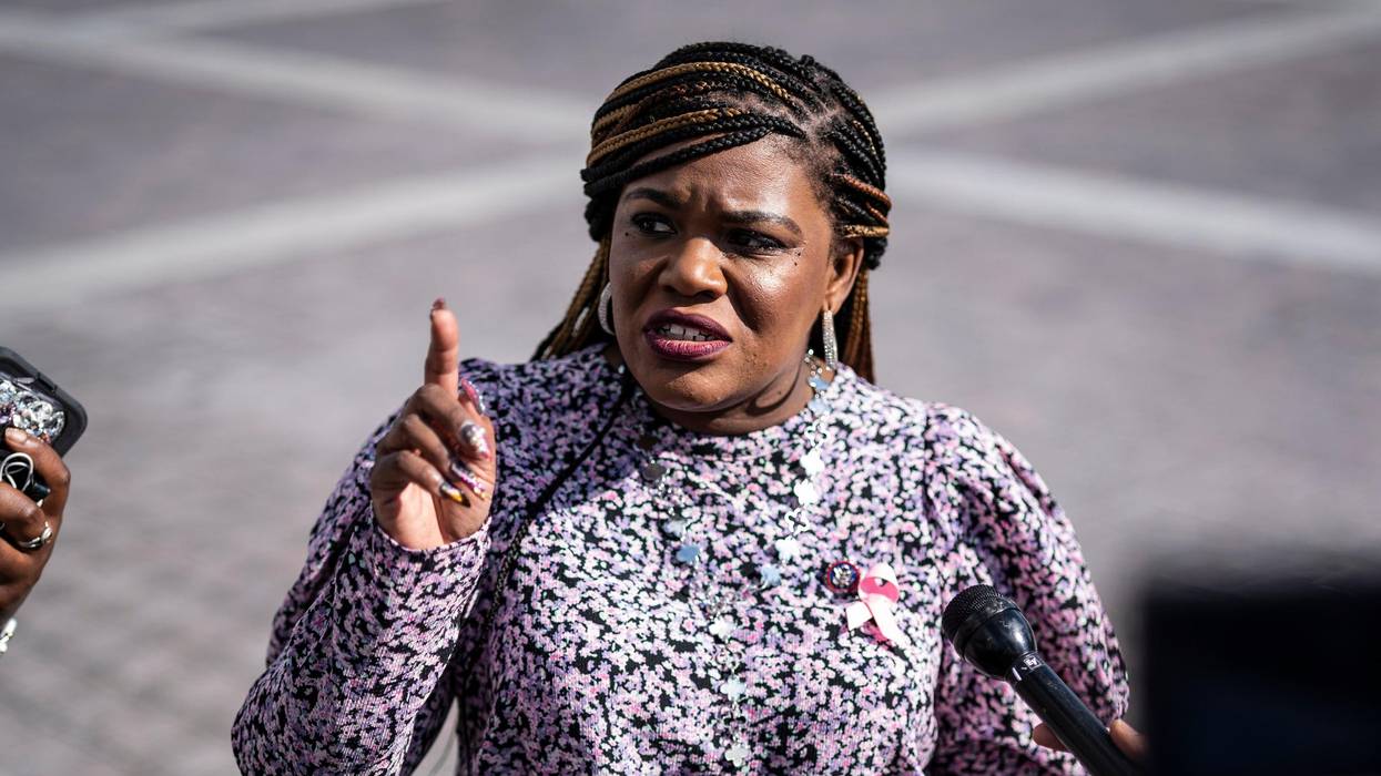 Rep. Cori Bush speaks to reporters