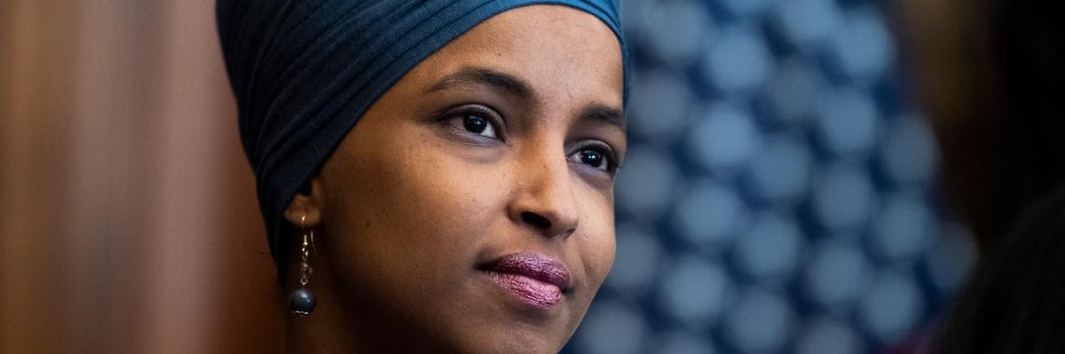 Rep. Ilhan Omar at a press conference.