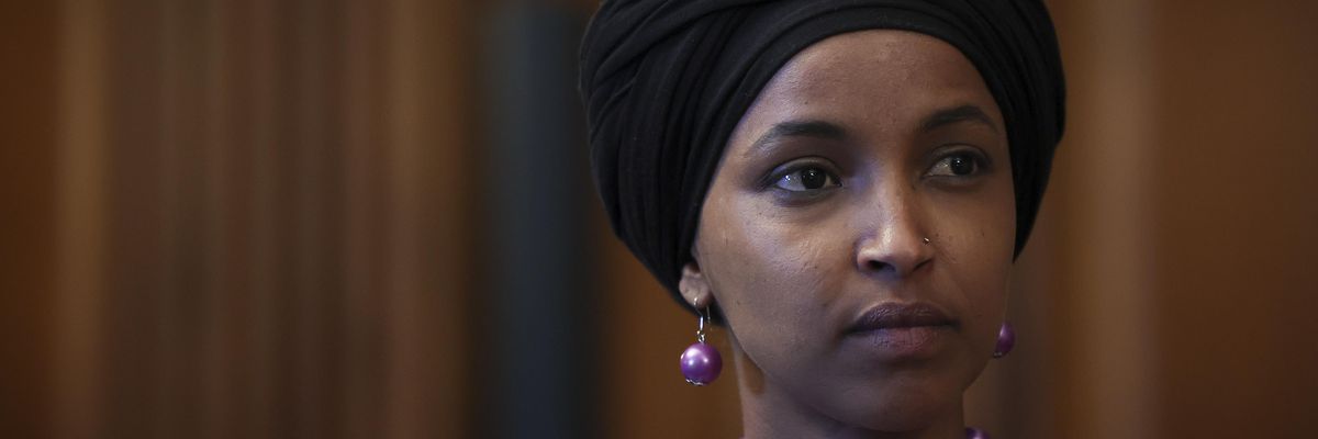 Rep. Ilhan Omar attends an event on Capitol Hill