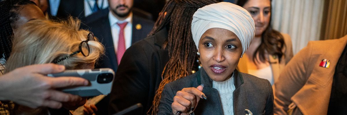 Rep. Ilhan Omar leaves the House chamber