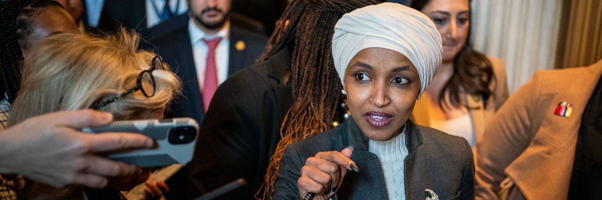 Rep. Ilhan Omar leaves the House chamber