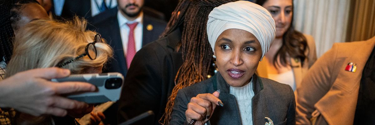 Rep. Ilhan Omar leaves the House chamber