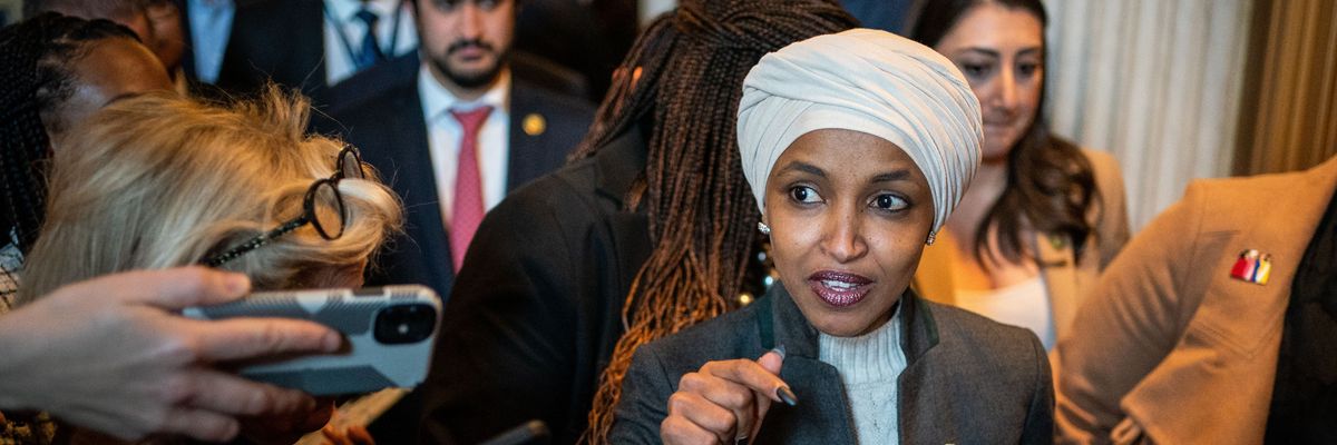 Rep. Ilhan Omar leaves the House chamber
