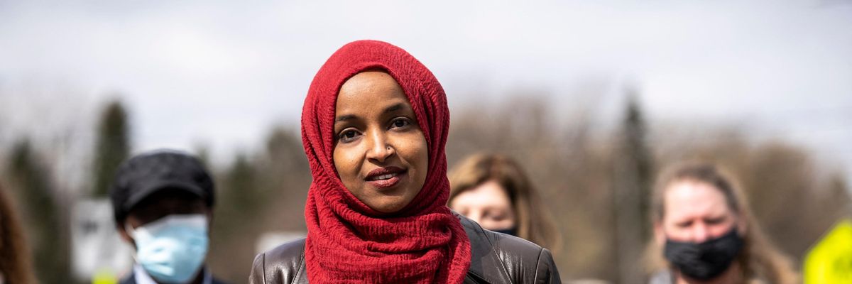 Rep. Ilhan Omar speaks at a press conference