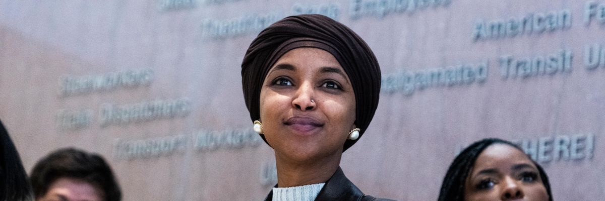 Rep. Ilhan Omar speaks at a press conference