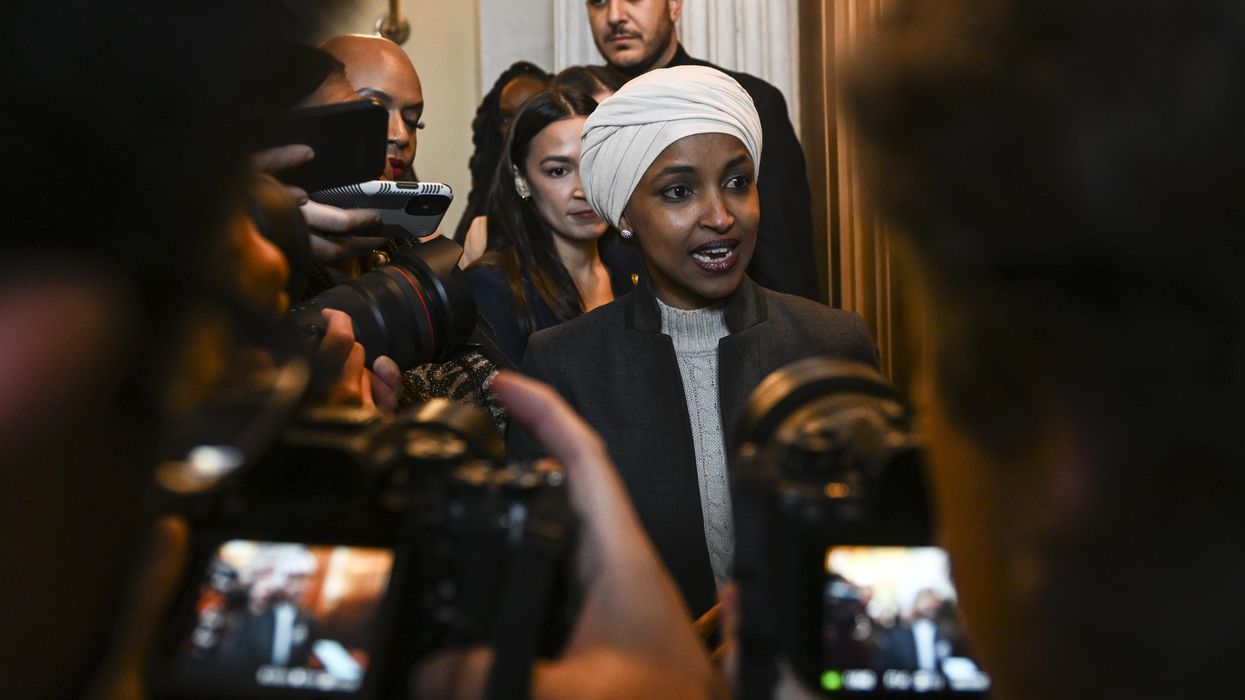 Rep. Ilhan Omar speaks to reporters
