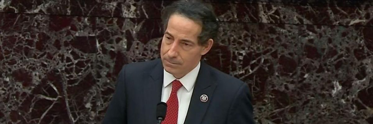 Rep. Jamie Raskin (D-Md.) delivers opening arguments in the Senate impeachment trial of former President Donald Trump