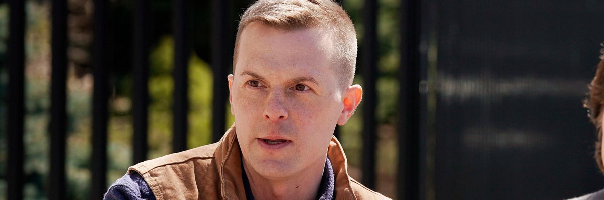 Rep. Jared Golden speaks at a press conference