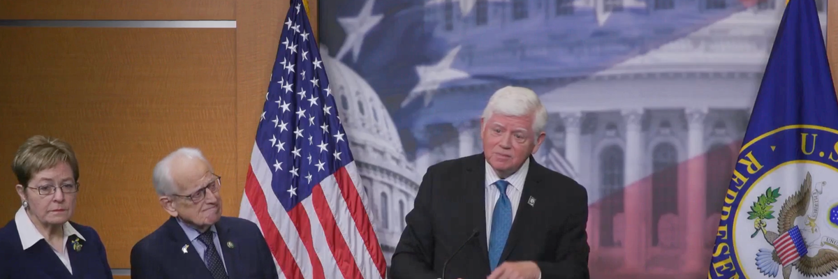 Rep. John Larson speaks at a press conference on Social Security expansion legislation