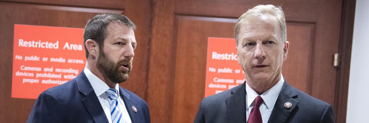 Rep. Kevin Hern and then-Rep. Markwayne Mullin were pictured in the Capitol Visitor Center.