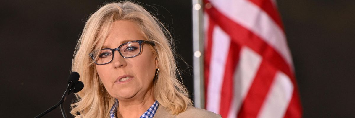 Rep. Liz Cheney speaks to supporters