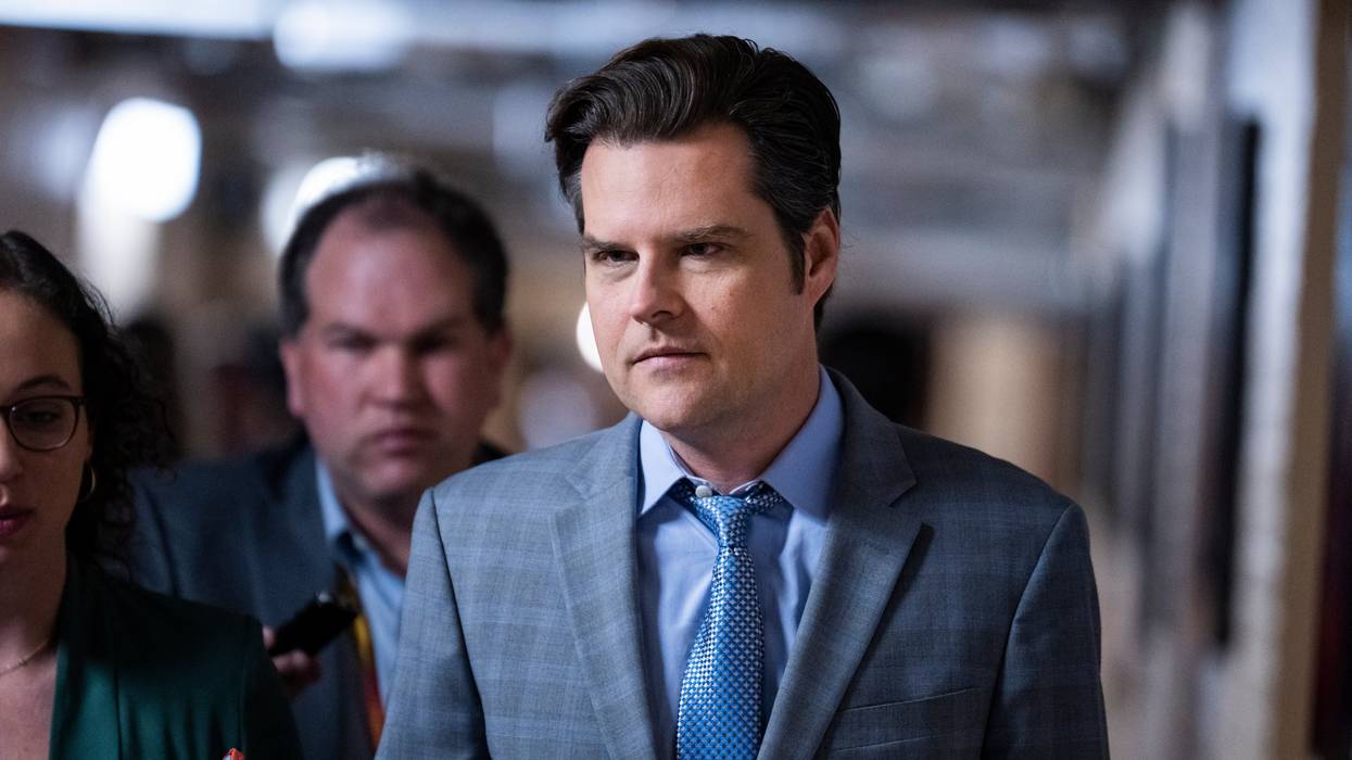 Rep. Matt Gaetz leaves a meeting of the House Republican Conference