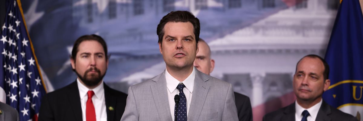 Rep. Matt Gaetz speaks at a press conference