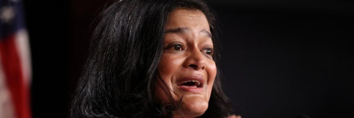 Rep. Pramila Jayapal (D-Wash.) holds a news conference on March 1, 2021 in Washington, D.C.