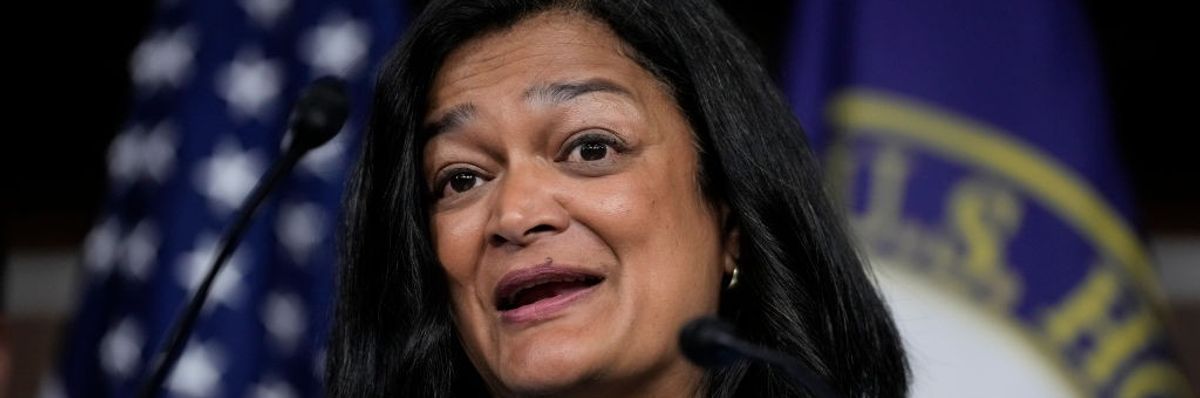 Rep. Pramila Jayapal (D-Wash.) speaks during a news conference on May 11, 2023 in Washington, D.C.