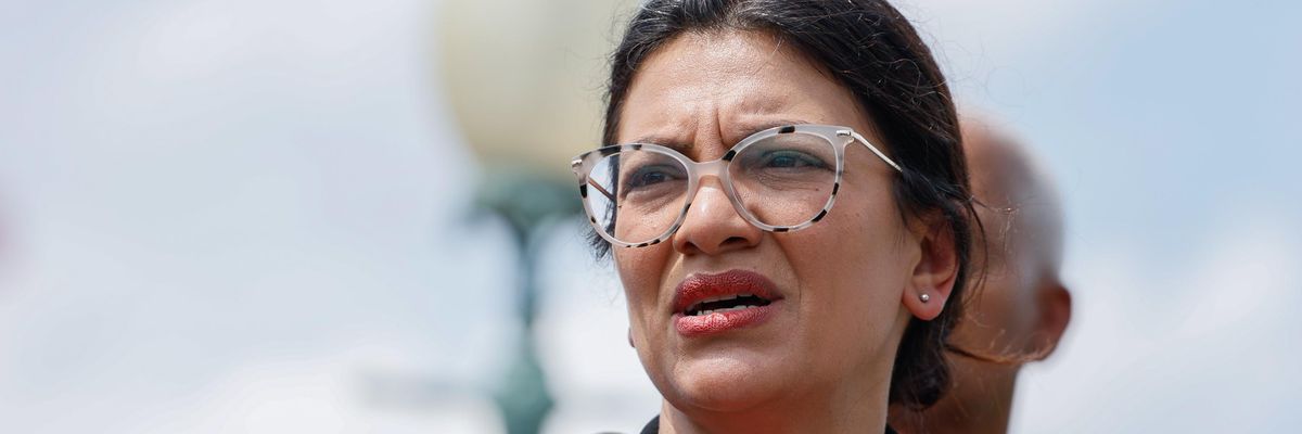 Rep. Rashida Tlaib speaks at a press conference