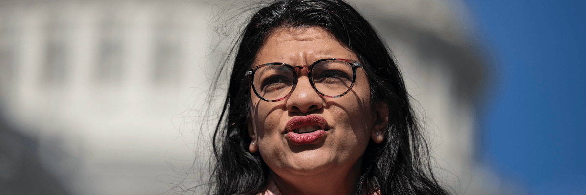Rep. Rashida Tlaib stands outside the U.S. Capitol