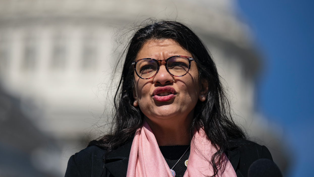 Rep. Rashida Tlaib stands outside the U.S. Capitol